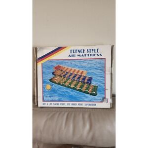 Inflatable Pool Float 18 Pocket French Style Air Mattress Vintage Yellow